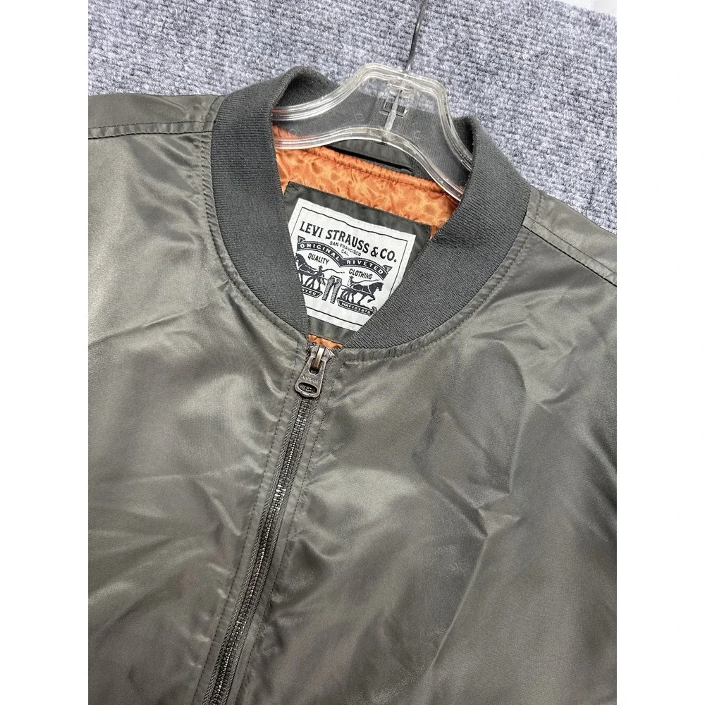 Levis MA-1 Flight Bomber Jacket Mens Large Green Orange Zip Nylon
